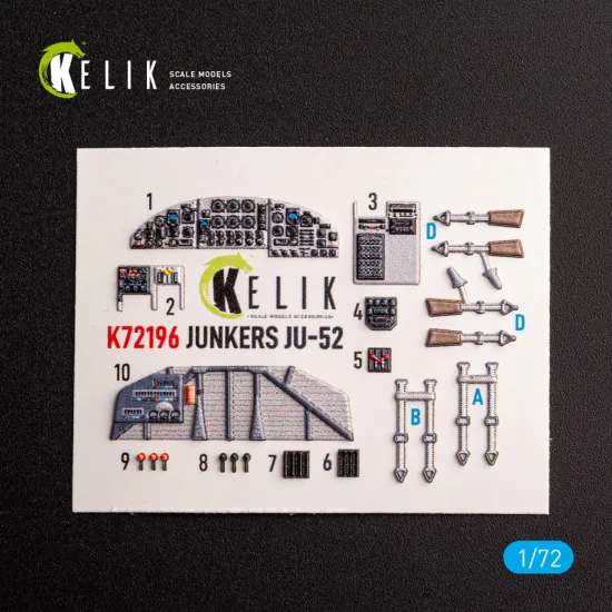 Kelik K72196 1/72 Ju-52 - Interior 3d Decals For Italeri Kit