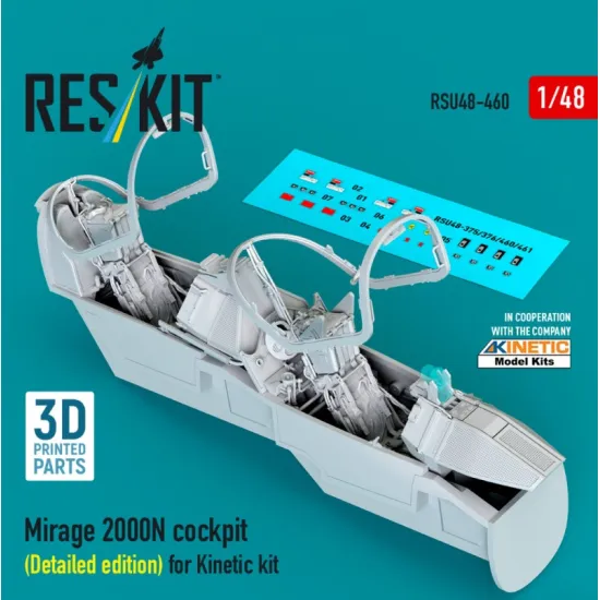 Reskit Rsu48-0460 1/48 Mirage 2000n Cockpit Detailed Edition For Kinetic Kit 3d Printed