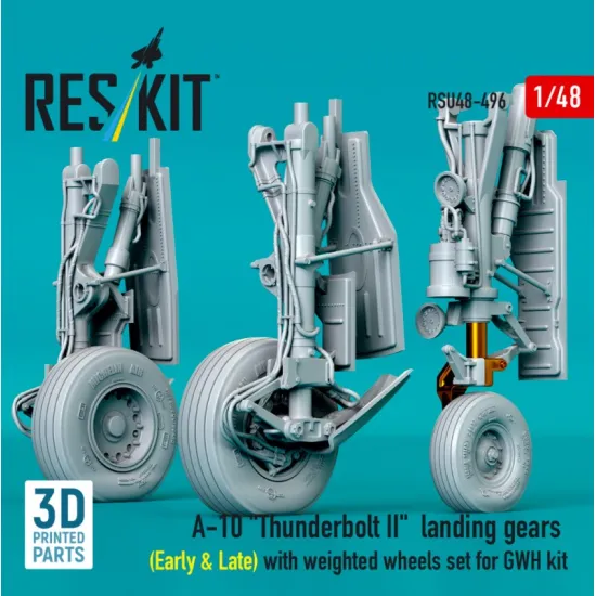 Reskit Rsu48-0496 1/48 A-10 Thunderbolt Ii Landing Gears Early Late With Weighted Wheels Set For Gwh Kit Metal 3d Printed