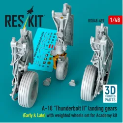 Reskit Rsu48-0497 1/48 A-10 Thunderbolt 2 Landing Gears Early Late With Weighted Wheels Set For Academy Kit Metal 3d Printed