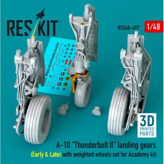 Reskit Rsu48-0497 1/48 A-10 Thunderbolt 2 Landing Gears Early Late With Weighted Wheels Set For Academy Kit Metal 3d Printed