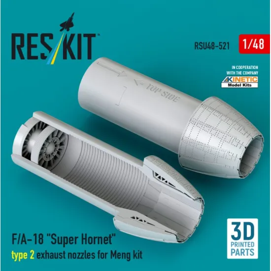 Reskit Rsu48-0521 1/48 F/A-18 Super Hornet Type 2 Exhaust Nozzles For Meng Kit 3d Printed