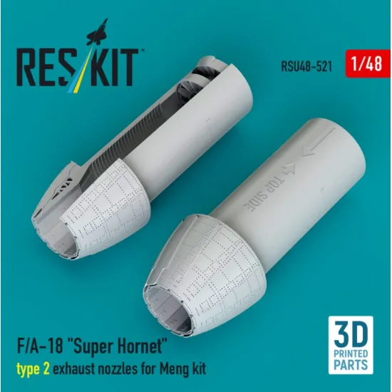 Reskit Rsu48-0521 1/48 F/A-18 Super Hornet Type 2 Exhaust Nozzles For Meng Kit 3d Printed