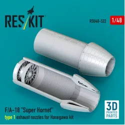 Reskit Rsu48-0522 1/48 F/A-18 Super Hornet Type 1 Exhaust Nozzles For Hasegawa Kit 3d Printed