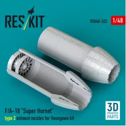 Reskit Rsu48-0523 1/48 F/A-18 Super Hornet Type 2 Exhaust Nozzles For Hasegawa Kit 3d Printed