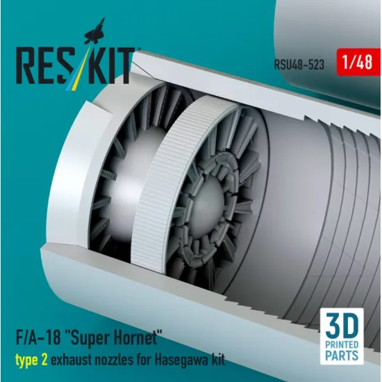 Reskit Rsu48-0523 1/48 F/A-18 Super Hornet Type 2 Exhaust Nozzles For Hasegawa Kit 3d Printed