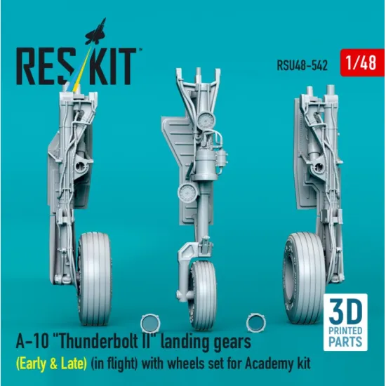 Reskit Rsu48-0542 1/48 A-10 Thunderbolt 2 Landing Gears Early Late In Flight With Wheels Set For Academy Kit 3d Printed