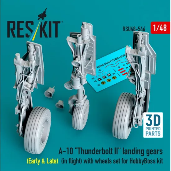 Reskit Rsu48-0546 1/48 A-10 Thunderbolt 2 Landing Gears Early Late In Flight With Wheels Set For Hobbyboss Kit 3d Printed