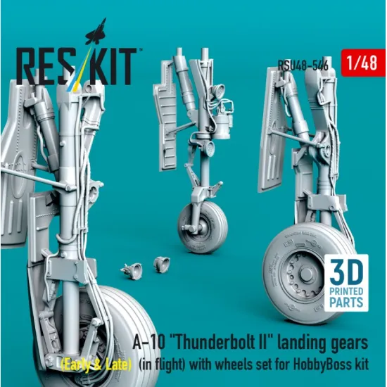 Reskit Rsu48-0546 1/48 A-10 Thunderbolt 2 Landing Gears Early Late In Flight With Wheels Set For Hobbyboss Kit 3d Printed