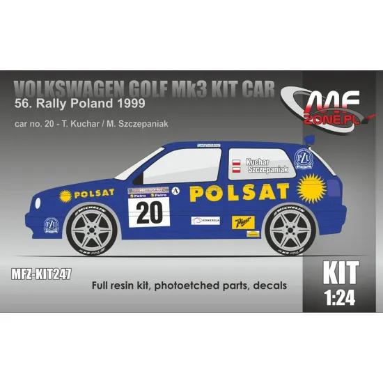 Mf-zone Kit247 1/24 Volkswagen Golf Mk3 Kit Car Kuchar - 56 Rally Poland 1999