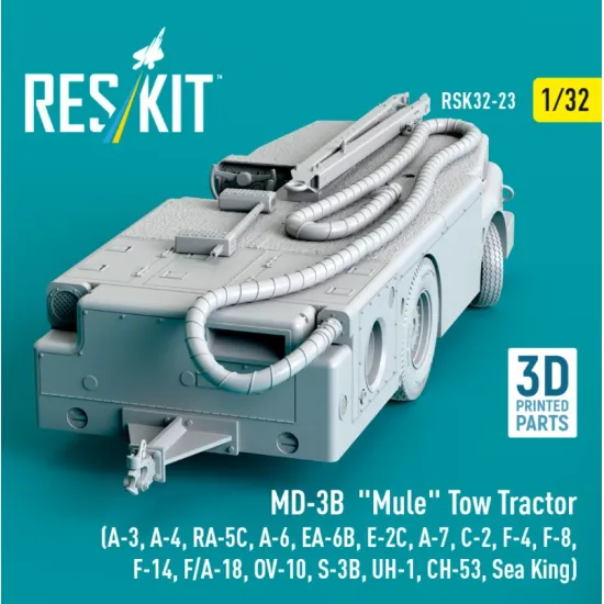 Reskit Rsk32-0023 1/32 Md-3b Mule Tow Tractor A-3 A-4 Ra-5c A-6 Ea-6b E-2c A-7 C-2 F-4 F-8 F-14 F/A-18 Ov-10 S-3b Uh-1 Ch-53 Sea King 3d Printed Model Kit