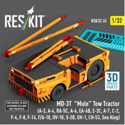 Reskit Rsk32-0024 1/32 Md-3t Mule Tow Tractor A-3 A-4 Ra-5c A-6 Ea-6b E-2c A-7 C-2 F-4 F-8 F-14 F/A-18 Ov-10 S-3b Uh-1 Ch-53 Sea King 3d Printed Model Kit
