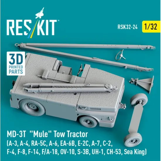 Reskit Rsk32-0024 1/32 Md-3t Mule Tow Tractor A-3 A-4 Ra-5c A-6 Ea-6b E-2c A-7 C-2 F-4 F-8 F-14 F/A-18 Ov-10 S-3b Uh-1 Ch-53 Sea King 3d Printed Model Kit