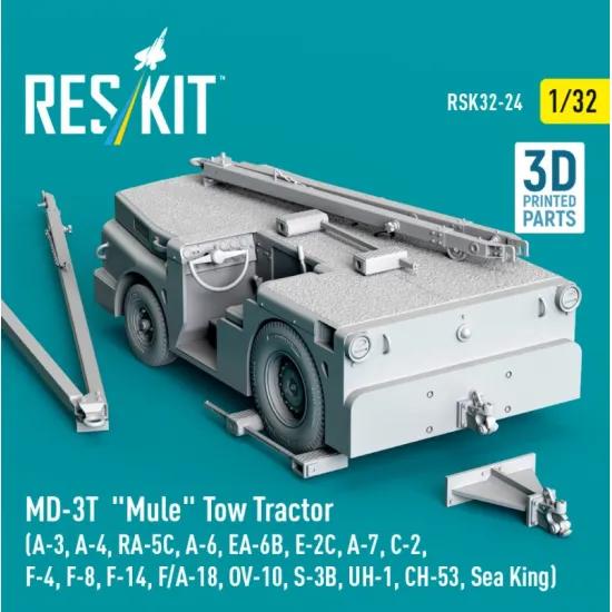 Reskit Rsk32-0024 1/32 Md-3t Mule Tow Tractor A-3 A-4 Ra-5c A-6 Ea-6b E-2c A-7 C-2 F-4 F-8 F-14 F/A-18 Ov-10 S-3b Uh-1 Ch-53 Sea King 3d Printed Model Kit