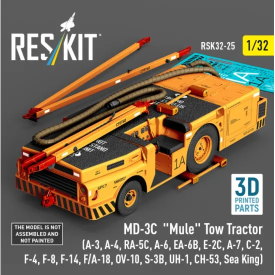 Reskit Rsk32-0025 1/32 Md 3t Mule Tow Tractor A3 A4 Ra5c A6 Ea6b E2c A7 C2 F4 F8 F14 Fa18 Ov10 S3b Uh1 Ch53 Sea King 3d Printed Model Kit