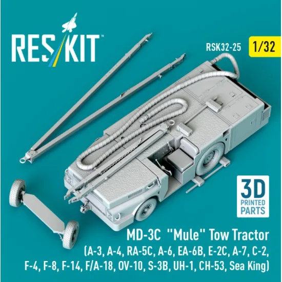 Reskit Rsk32-0025 1/32 Md 3t Mule Tow Tractor A3 A4 Ra5c A6 Ea6b E2c A7 C2 F4 F8 F14 Fa18 Ov10 S3b Uh1 Ch53 Sea King 3d Printed Model Kit