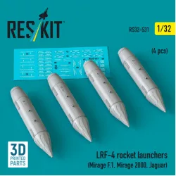 Reskit Rs32-0531 1/32 Lrf-4 Rocket Launchers 4pcs Mirage F1 Mirage 2000 Jaguar 3d Printed