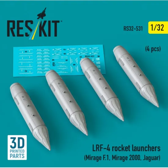Reskit Rs32-0531 1/32 Lrf-4 Rocket Launchers 4pcs Mirage F1 Mirage 2000 Jaguar 3d Printed