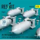 Reskit Rs32-0537 1/32 An-m57 Bombs 250 Lbs Box-type Fin For All Usaf Raf Of Ww2 Korean War 8 Pcs 3d Printed