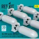 Reskit Rs32-0546 1/32 An-m58 Bombs 500 Lbs For All Usaf Raf Of Ww2 Korean War 6 Pcs 3d Printed