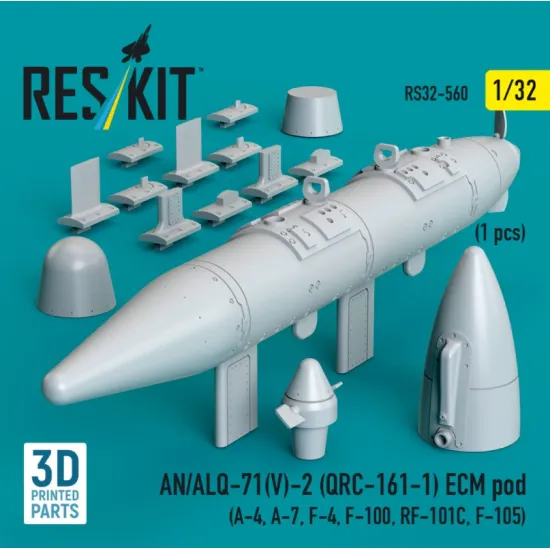 Reskit Rs32-0560 1/32 An/Alq-71v-2 Qrc-161-1 Ecm Pod 1pcs A-4 A-7 F-4 F-100 Rf-101c F-105 3d Printed