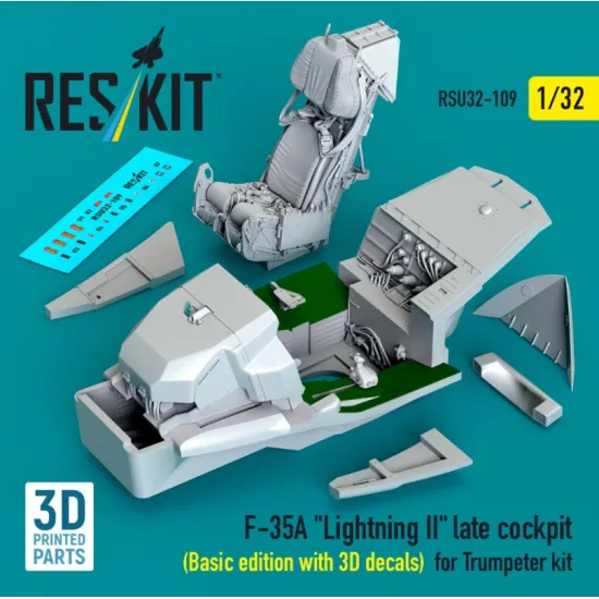 Reskit Rsu32-0109 1/32 F-35a Lightning 2 Late Cockpit Basic Edition With 3d Decals For Trumpeter Kit 3d Printed