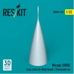 Reskit Rsu32-0147 1/32 Mirage 2000c Nose Cone For Kitty Hawk / Zimimodel Kit 3d Printed