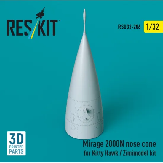 Reskit Rsu32-0206 1/32 Mirage 2000n Nose Cone For Kitty Hawk / Zimimodel Kit 3d Printed