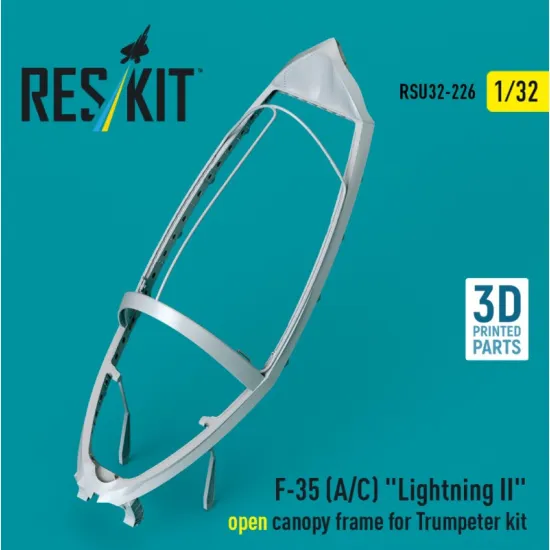 Reskit Rsu32-0226 1/32 F-35 A/C Lightning 2 Open Canopy Frame For Trumpeter Kit 3d Printed