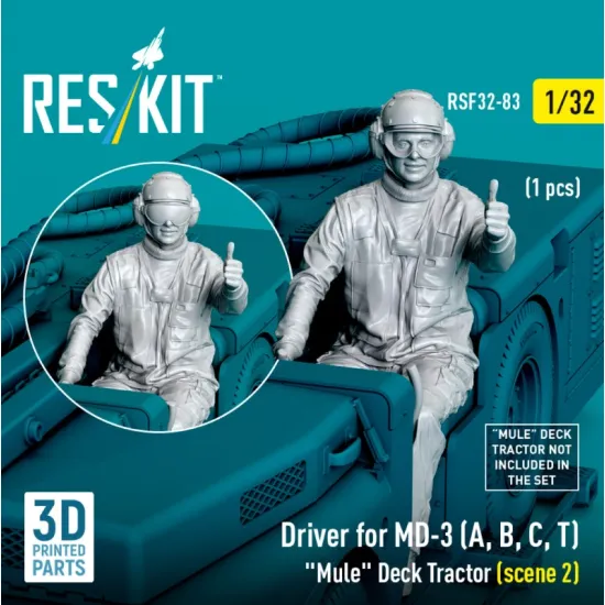Reskit Rsf32-0083 1/32 Driver For Md-3 A B C T Mule Deck Tractor Scene 2 1 Pcs 3d Printed