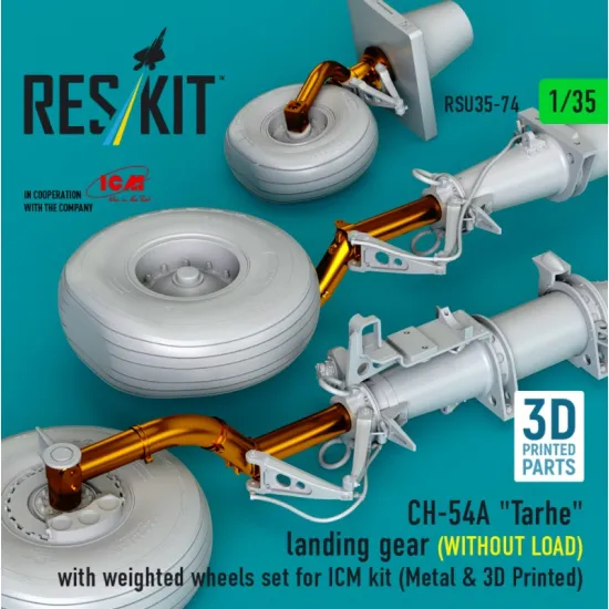 Reskit Rsu35-0074 1/35 Ch-54a Tarhe Landing Gear Without Load With Weighted Wheels Set For Icm Kit Metal 3d Printed