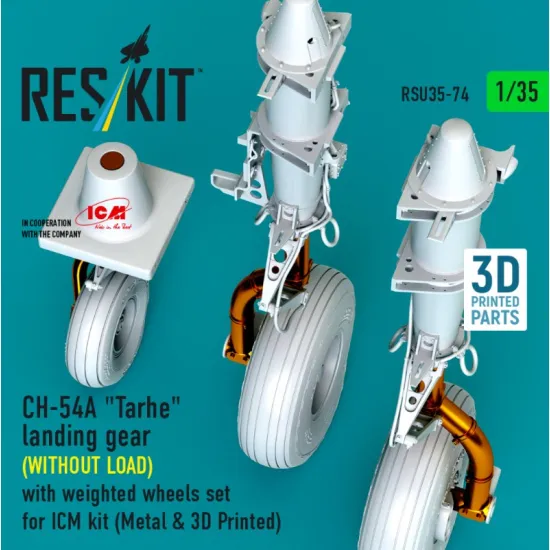 Reskit Rsu35-0074 1/35 Ch-54a Tarhe Landing Gear Without Load With Weighted Wheels Set For Icm Kit Metal 3d Printed