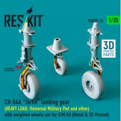 Reskit Rsu35-0076 1/35 Ch-54a Tarhe Landing Gear Heavy Load Universal Military Pod And Other With Weighted Wheels Set For Icm Kit Metal 3d Printed