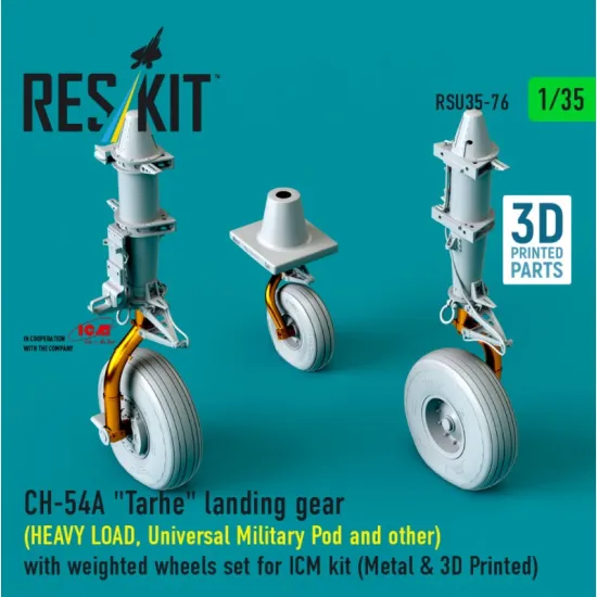 Reskit Rsu35-0076 1/35 Ch-54a Tarhe Landing Gear Heavy Load Universal Military Pod And Other With Weighted Wheels Set For Icm Kit Metal 3d Printed