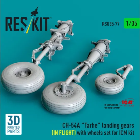 Reskit Rsu35-0077 1/35 Ch-54a Tarhe Landing Gear In Flight With Wheels Set For Icm Kit 3d Printed