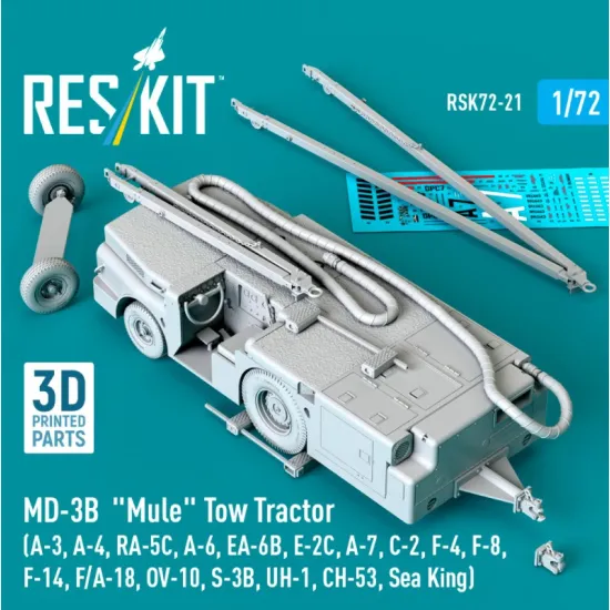 Reskit Rsk72-0021 1/72 Md-3b Mule Tow Tractor A-3 A-4 Ra-5c A-6 Ea-6b E-2c A-7 C-2 F-4 F-8 F-14 F/A-18 Ov-10 S-3b Uh-1 Ch-53 Sea King 3d Printed Model Kit
