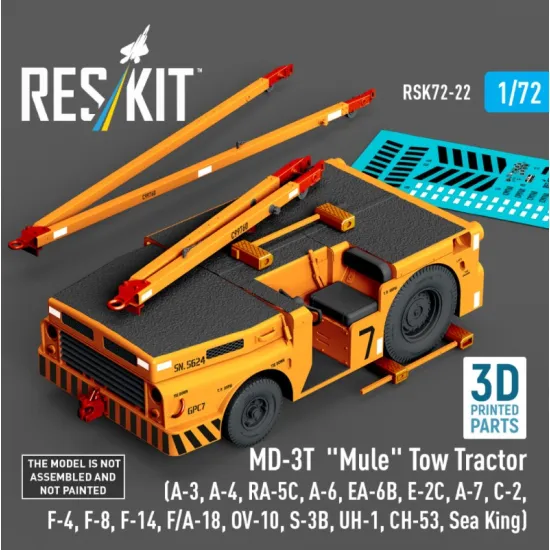 Reskit Rsk72-0022 1/72 Md-3t Mule Tow Tractor A-3 A-4 Ra-5c A-6 Ea-6b E-2c A-7 C-2 F-4 F-8 F-14 F/A-18 Ov-10 S-3b Uh-1 Ch-53 Sea King 3d Printed Model Kit