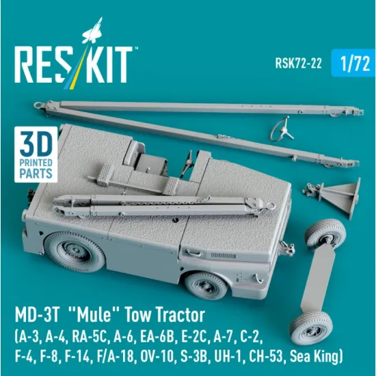 Reskit Rsk72-0022 1/72 Md-3t Mule Tow Tractor A-3 A-4 Ra-5c A-6 Ea-6b E-2c A-7 C-2 F-4 F-8 F-14 F/A-18 Ov-10 S-3b Uh-1 Ch-53 Sea King 3d Printed Model Kit