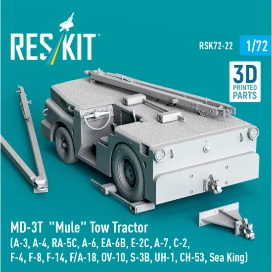 Reskit Rsk72-0022 1/72 Md-3t Mule Tow Tractor A-3 A-4 Ra-5c A-6 Ea-6b E-2c A-7 C-2 F-4 F-8 F-14 F/A-18 Ov-10 S-3b Uh-1 Ch-53 Sea King 3d Printed Model Kit