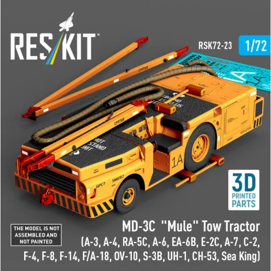 Reskit Rsk72-0023 1/72 Md-3c Mule Tow Tractor A-3 A-4 Ra-5c A-6 Ea-6b E-2c A-7 C-2 F-4 F-8 F-14 F/A-18 Ov-10 S-3b Uh-1 Ch-53 Sea King 3d Printed Model Kit