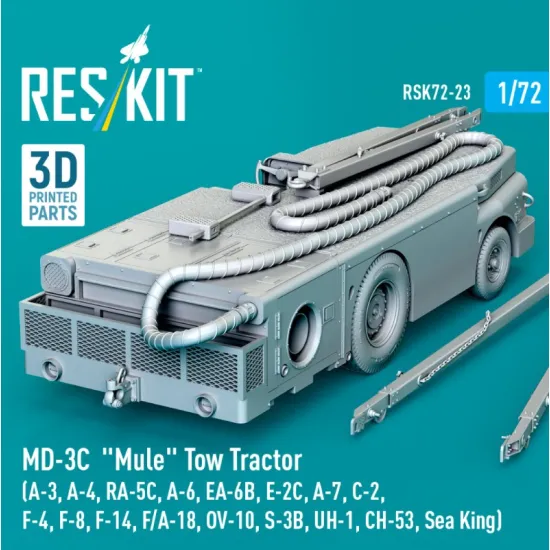 Reskit Rsk72-0023 1/72 Md-3c Mule Tow Tractor A-3 A-4 Ra-5c A-6 Ea-6b E-2c A-7 C-2 F-4 F-8 F-14 F/A-18 Ov-10 S-3b Uh-1 Ch-53 Sea King 3d Printed Model Kit