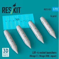 Reskit Rs72-0531 1/72 Lrf-4 Rocket Launchers 4 Pcs Mirage F 1 Mirage 2000 Jaguar 3d Printed