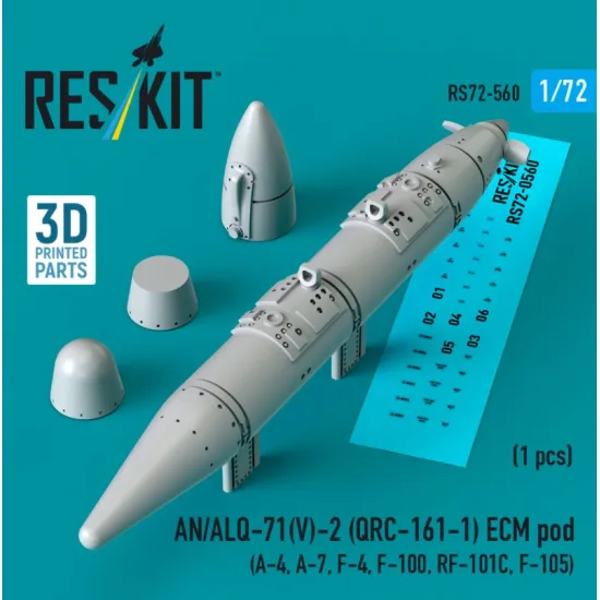 Reskit Rs72-0560 1/72 An/Alq-71v-2 Qrc-161-1 Ecm Pod 1pcs A-4 A-7 F-4 F-100 Rf-101c F-105 3d Printed