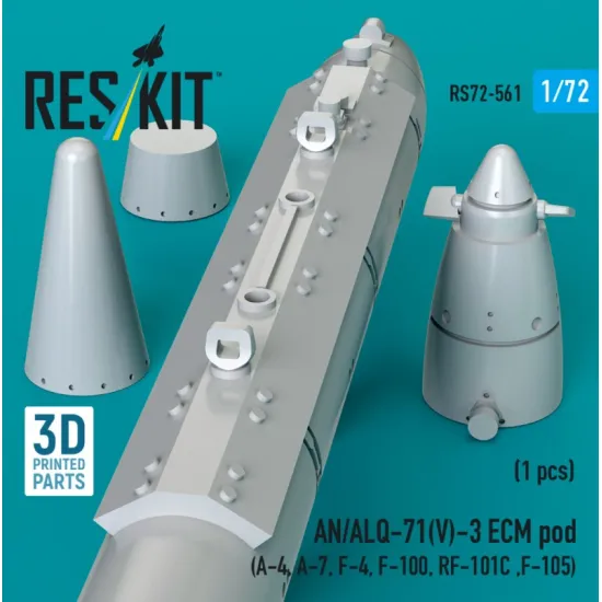 Reskit Rs72-0561 1/72 An/Alq-71v-3 Ecm Pod 1pcs A-4 A-7 F-4 F-100 Rf-101c F-105 3d Printed