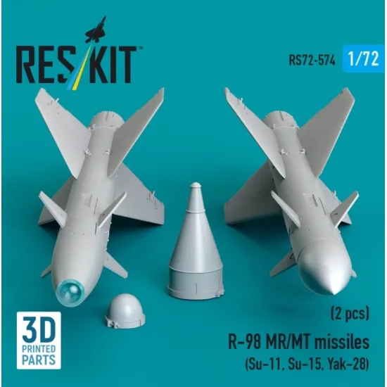 Reskit Rs72-0574 1/72 R-98 Mr/Mt Missiles 2pcs Su-11 Su-15 Yak-28 3d Printed
