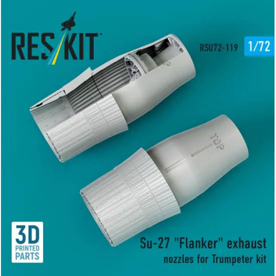 Reskit Rsu72-0119 1/72 Su-27 Flanker Exhaust Nozzles For Trumpeter Kit 3d Printed