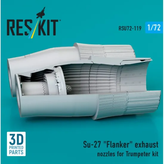 Reskit Rsu72-0119 1/72 Su-27 Flanker Exhaust Nozzles For Trumpeter Kit 3d Printed