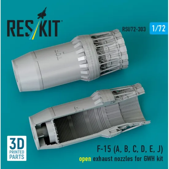 Reskit Rsu72-0303 1/72 F-15 A B C D E J Open Exhaust Nozzles For Gwh Kit 3d Printed