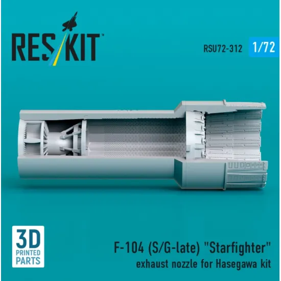 Reskit Rsu72-0312 1/72 F-104 S/G-late Starfighter Exhaust Nozzle For Hasegawa Kit 3d Printed