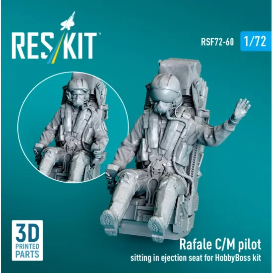 Reskit Rsf72-0060 1/72 Rafale C/M Pilot Sitting In Ejection Seat For Hobbyboss Kit 1 Pcs 3d Printed